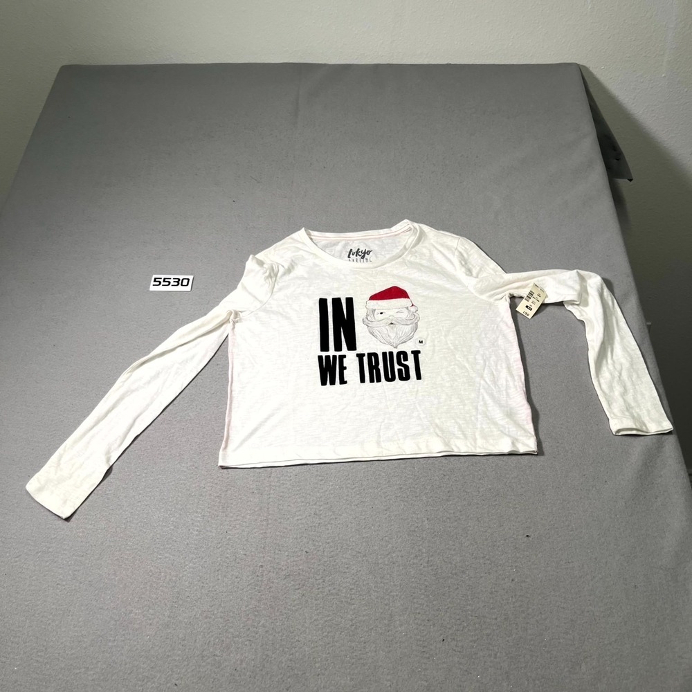 Aéropostale Tokyo Darling Shirt Womens M White In Santa We‎ Trust Graphic Print